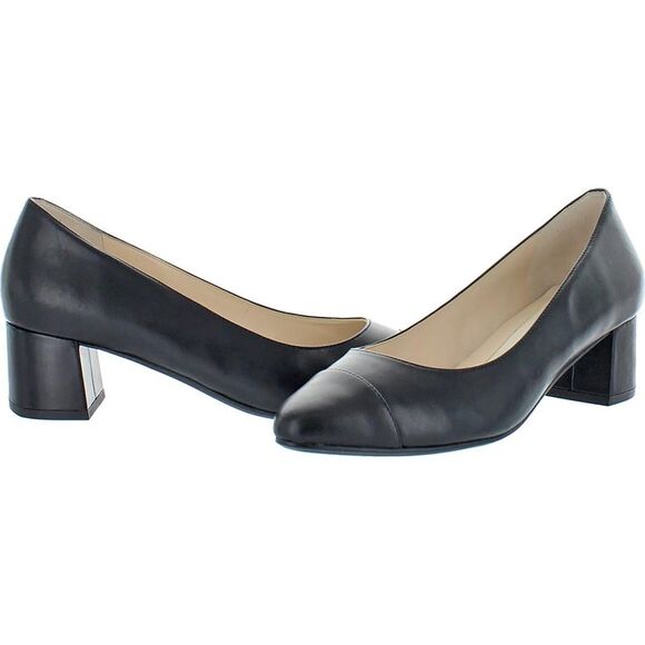 Cole Haan Womens The Go-To Pump Black Leather Slip-On Block Heels Shoes Used - Picture 3 of 6
